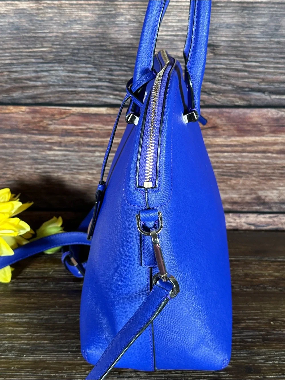kate spade Cameron Street Margot Cobalt Blue Leather Satchel with strap!